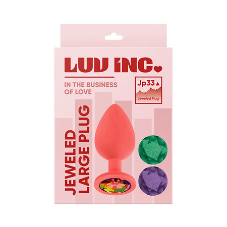 Luv Inc Jp33 Jeweled Large Plug Silicone with 3-Piece Interchangeable Gems Coral-0