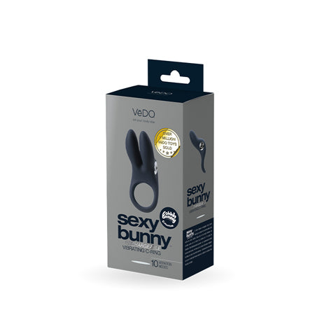 VeDO Sexy Bunny Rechargeable Vibrating C-Ring Black Pearl-0