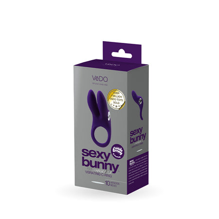 VeDO Sexy Bunny Rechargeable Vibrating C-Ring Deep Purple-0
