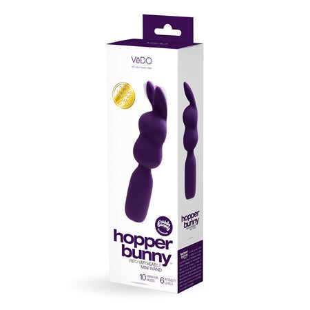 VeDO Hopper Bunny Rechargeable Silicone Mini Wand Vibrator Purple-0